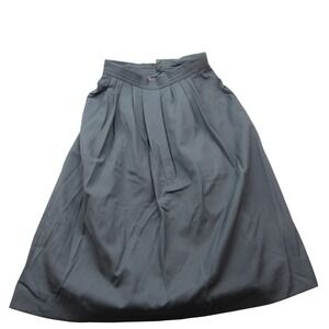 Vintage CLAUDE Women's Charcoal Gray Pleated Midi Skirt Zipper Closure Sz 5/6